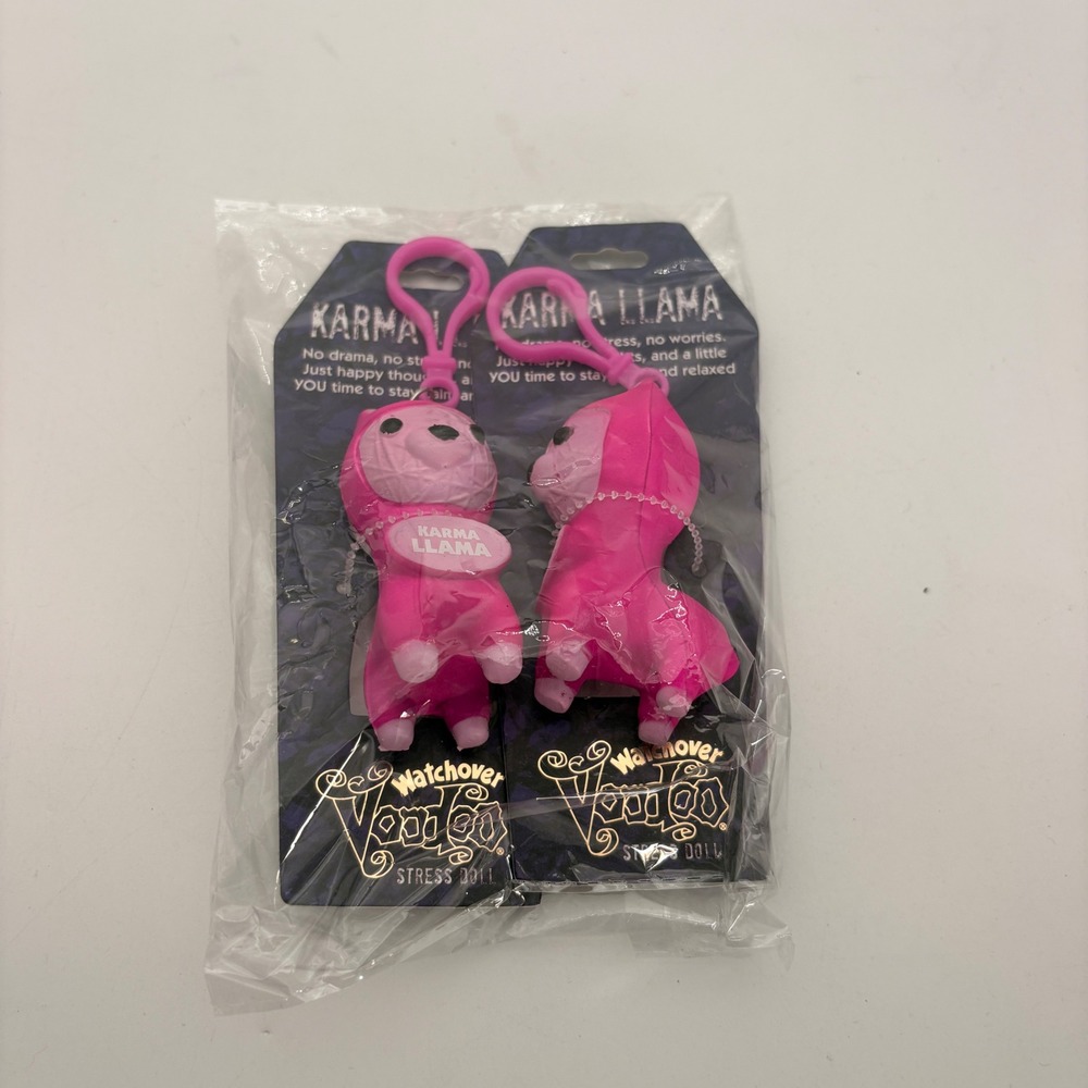 Watchover Voodoo Karma Llama Stress Doll Keychain Set Pink 2pc REF 084 New